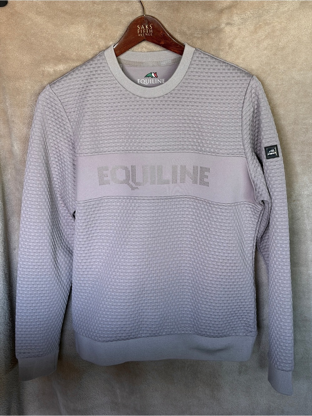 Equiline Light Violet Textured Crewneck Sweater